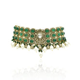Fairuz Green Studded Antique Choker - The pashm